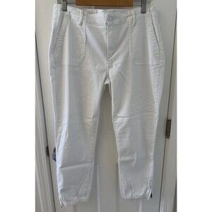 PAIGE Mayslie White Jogger Pants Jeans Women's Cargo Ankle Zip Size 31